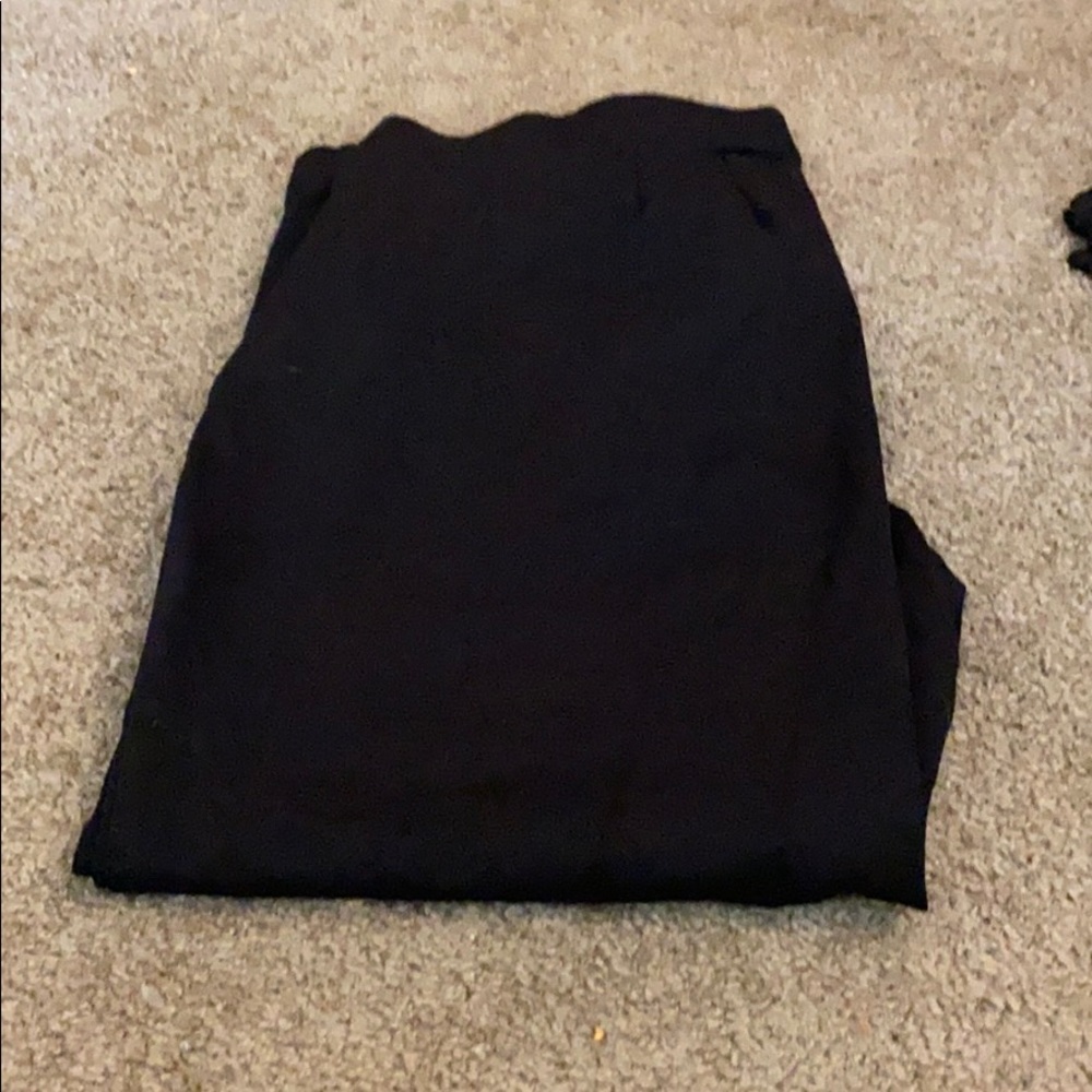 Black straight leg dress pants with cropped legs